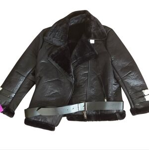 KEY CHIC Kamiyah Fuzzy Lined Motorcycle Coat Women's 3X